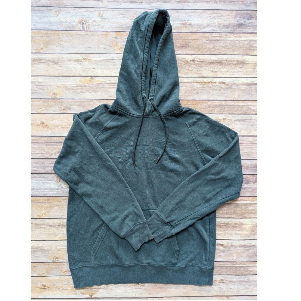 The North Face Hoodie Womens Small Green Pullover Tonal Logo Raglan Sweatshirt